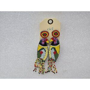 Handcrafted Beaded Parrot Dangle Earrings By Ciel